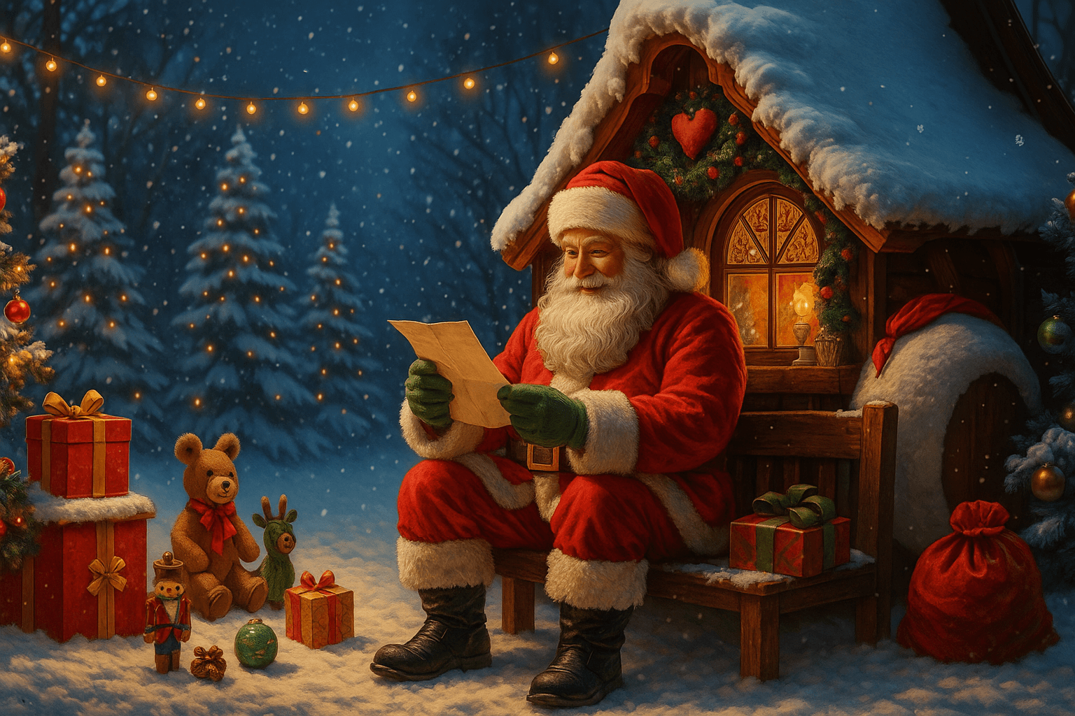 Santa reading a letter